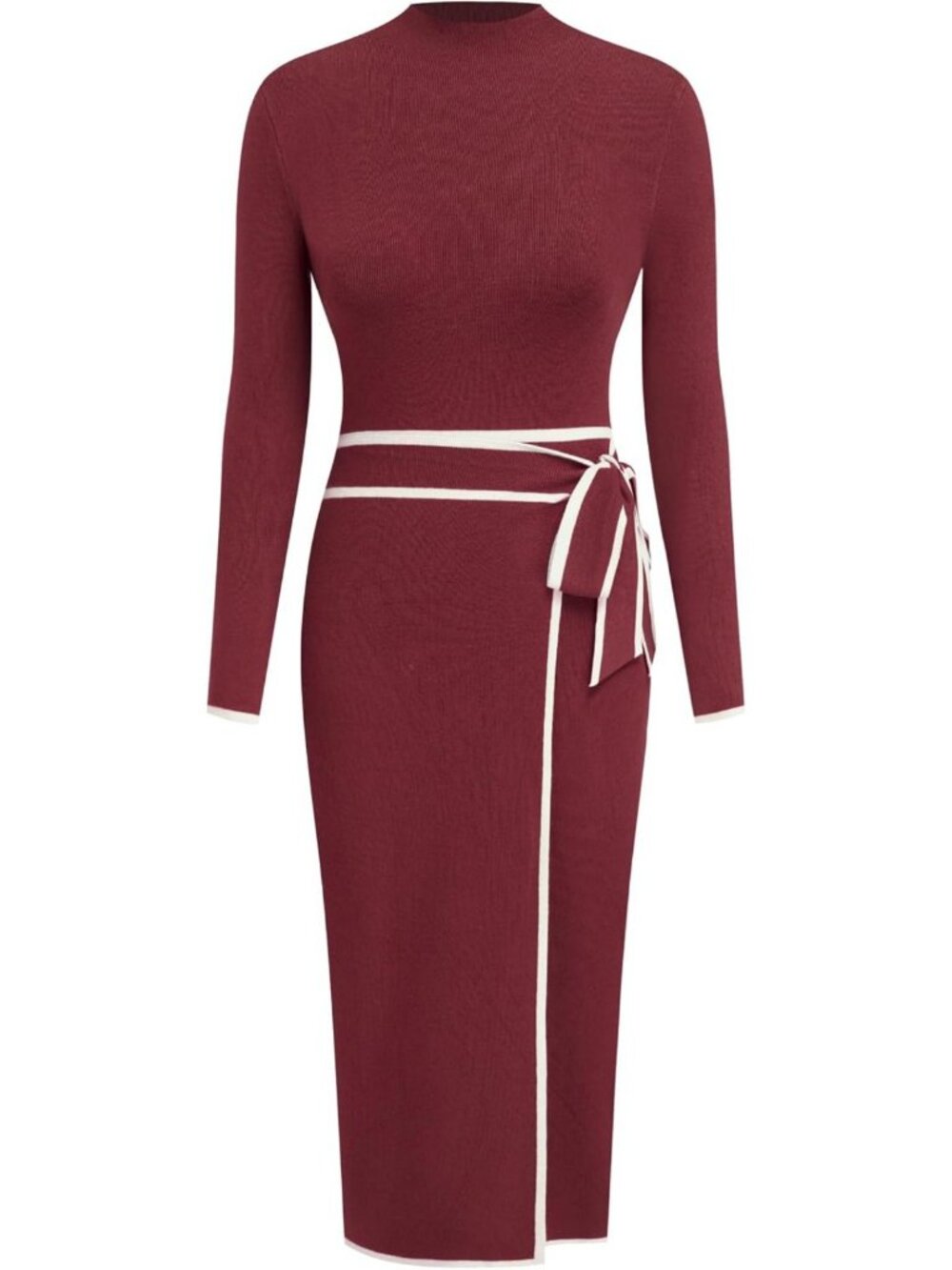 Cozy Long Sleeve Mock Turtleneck Midi Sweater Dress for Women - Fall Fashion